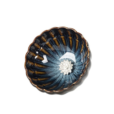 窑变天目建盏纯银主人茶杯茶盏单杯陶瓷功夫茶具茶碗品茗杯个人杯