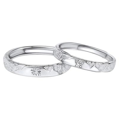 足银S999烟花与蝴蝶情侣对戒