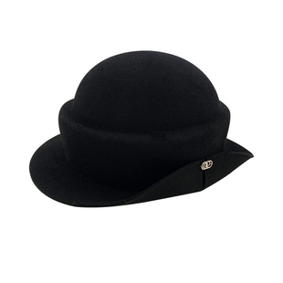 羊毛呢礼帽女秋冬天英伦复古卷边帽子时尚保暖渔夫帽盆帽羊毡帽