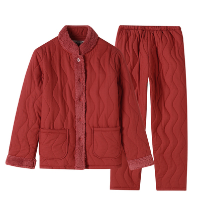 美标三层加厚情侣夹棉睡衣