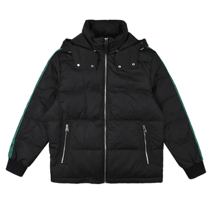 雷迪波尔男装羽绒服2023秋冬新款蓬松暗花潮可脱卸帽厚鸭绒外套男