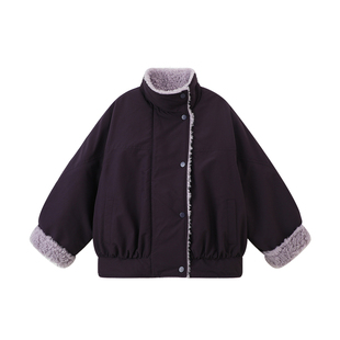 布丁哈鲁冬装童装女童洋气上衣2026秋冬季新款儿童保暖毛边外套