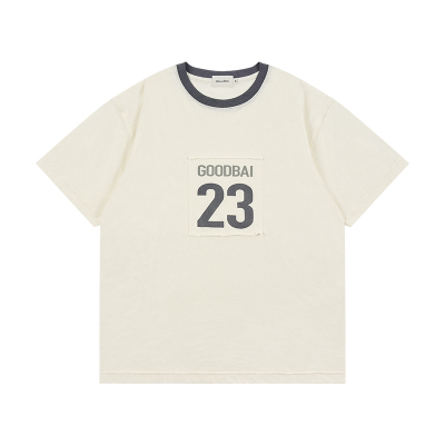 GOODBAI 23编号logo印花撞色oversize柔软短袖T恤
