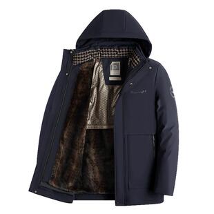 罗蒙男款棉服加绒加厚冬季新款棉衣中老年爸爸装棉袄保暖外套上衣