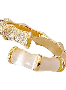 D色莫桑石步步高升竹节戒指