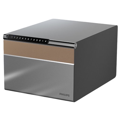 【荣获德国红点奖】PHILIPS飞利浦102保管箱家用小型保险箱抽屉式珠宝首饰存钱钢板防盗指纹密码卧室可入衣柜