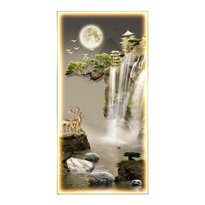 流水生财玄关装饰画山水画简约