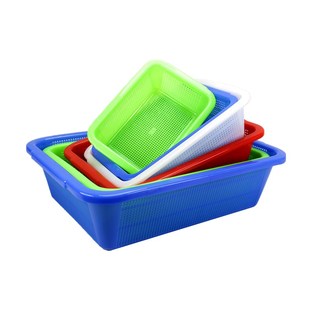 塑料篮子长方形加厚家用厨房洗菜篮沥水淘米筐小孔收纳筐整理框子