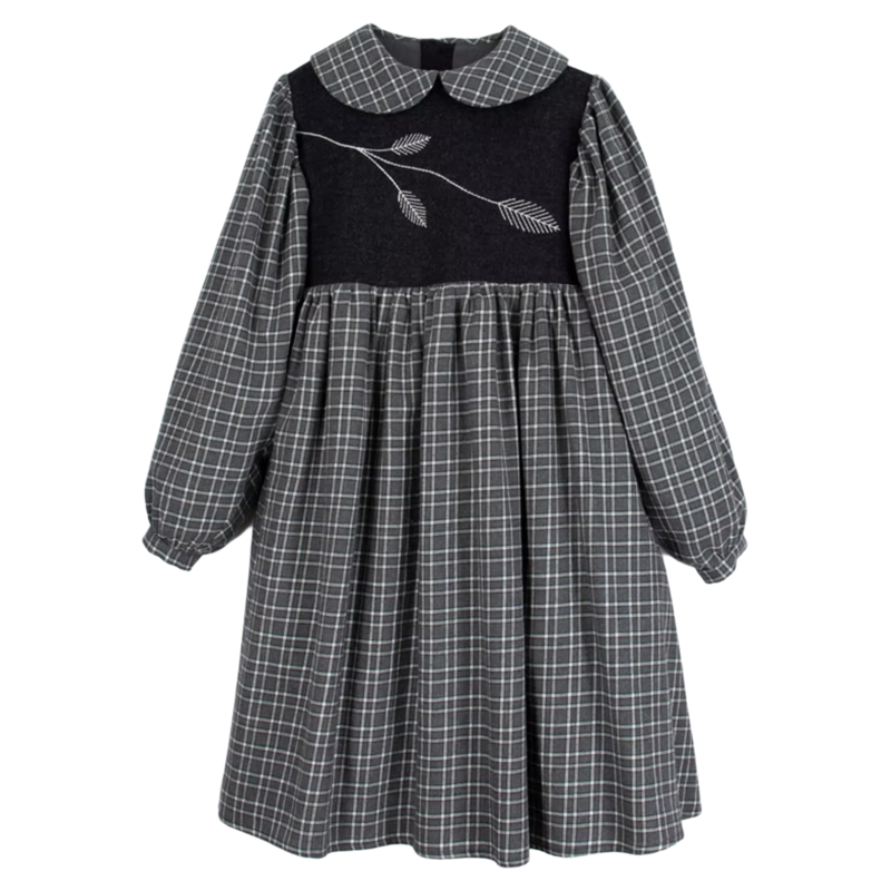 3件5折 现货 西班牙popelin FW24秋冬女宝羊毛连衣裙
