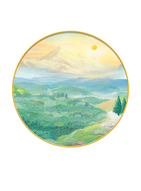 野地美树子圆形挂画日式客厅壁画