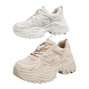 百思图春商场新款透气厚底增高网面老爹鞋女运动休闲鞋BB509BM4