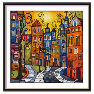 童话小镇珍爱十字绣2025年客厅线绣风景手工自己绣14CT小格2股绣