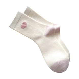 冬季加厚保暖羊毛袜子女粉色甜美中筒袜女生冬天御寒不冻脚长袜美