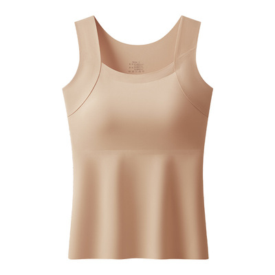 大码薄款保暖背心女胖mm美背吊带免穿文胸一体式无痕肌底衣内搭