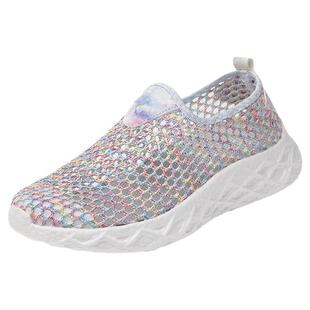 洞洞鞋女款2025新款夏外穿大码女鞋一脚蹬网眼镂空透气网面运动鞋