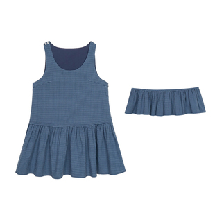 LLANO格纹花边背心裙连衣裙复古田园度假感短裙中裙叠穿少女春季