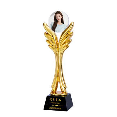 优秀员工奖杯定制人像