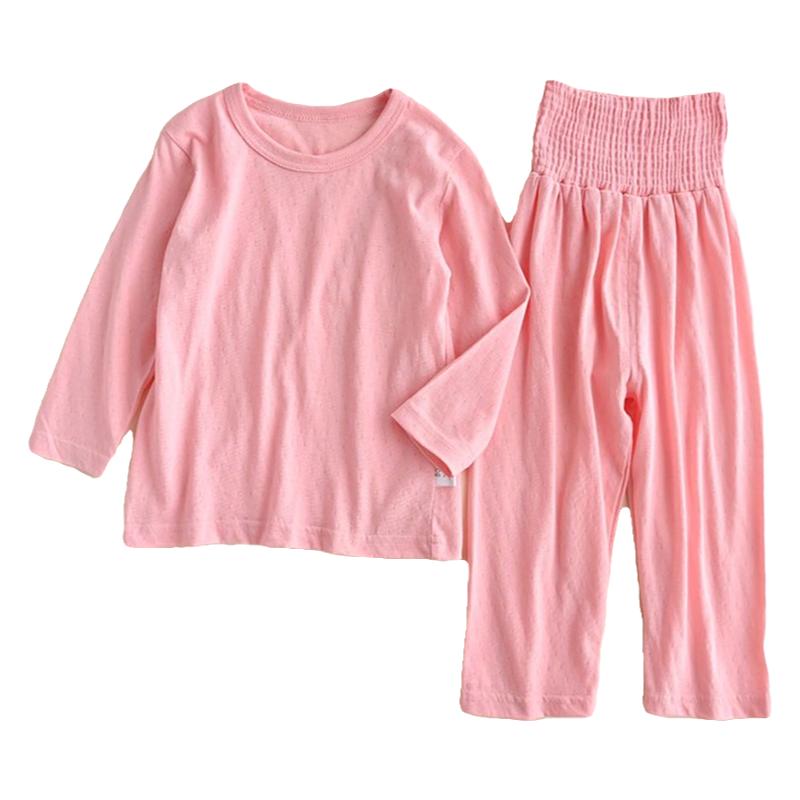 宝宝纯棉套装男婴儿高腰护肚睡衣裤女小孩家居服宽松秋衣阔腿秋裤