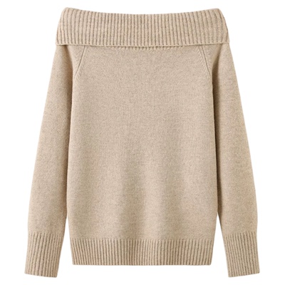 Anna田中杏奈同款纯欲一字肩针织衫女秋冬长袖露肩上衣高级感毛衣