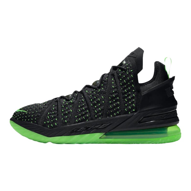 Nike Lebron 18男款黑绿白百搭圆头系带低帮实战篮球鞋CQ9284-005