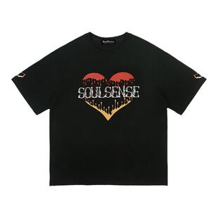 SoulSense潮牌美式街头溶解心痞帅风设计感黑色潮流短袖T恤男女款