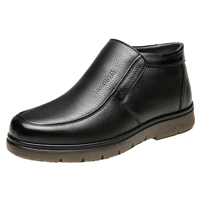 回力男鞋加绒高帮牛筋底真皮棉鞋