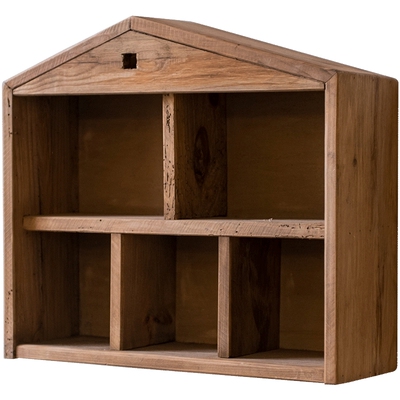 实木墙上置物架壁柜格子收纳吊柜