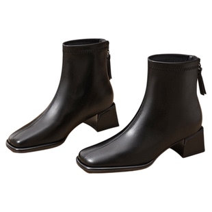 红蜻蜓女鞋2026春夏新款马丁靴短靴妈妈靴高跟时尚瘦瘦靴皮靴女款