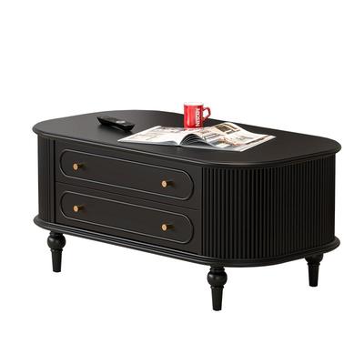 萨洛美式法式复古实木椭圆形茶几