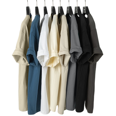 重磅男士纯棉230g短袖T恤打底衫上衣春夏新款黑纯色宽松大码半袖