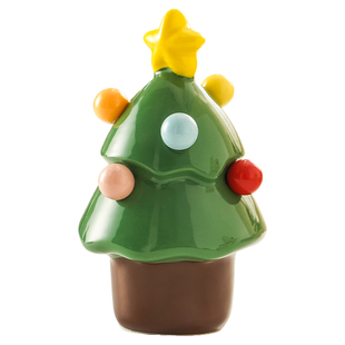 创意圣诞树果叉罐高颜值陶瓷水果叉平安夜水果签节日桌面装饰摆件