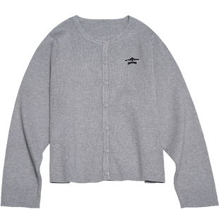 STILLYOU复古百搭显瘦圆领小刺绣包芯纱毛针织开衫修身小个子上衣