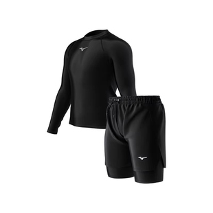 美津浓男士长袖泳衣泳裤套装上衣专业游泳防晒速干温泉冲浪服男款