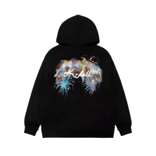 KZDALL原创设计七彩祥云烟花珍珠连帽卫衣秋冬宽松美式休闲男女潮