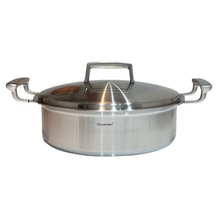 五层夹铜锅18/10不锈钢煎锅平底锅家用加厚煎炒煮多用锅火锅28cm