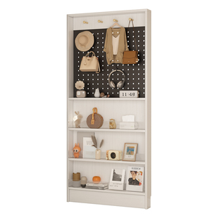 门后超薄10cm洞洞板挂衣一体靠墙极窄多层收纳置物书架落地储物柜