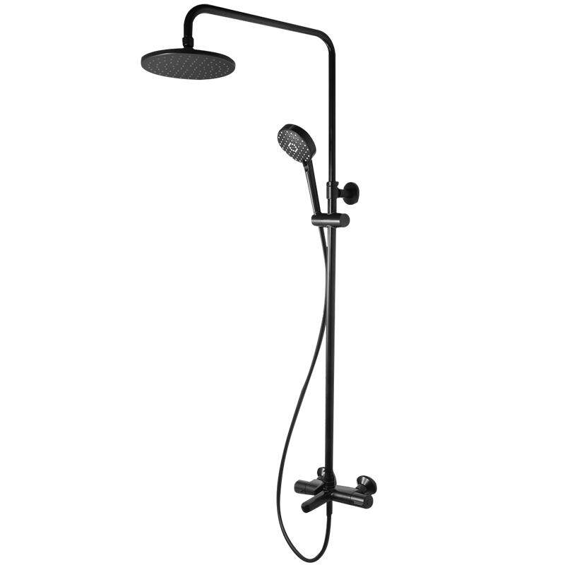 科勒维多三出水淋浴柱黑色挂墙式家用淋浴花洒龙头套装28655T