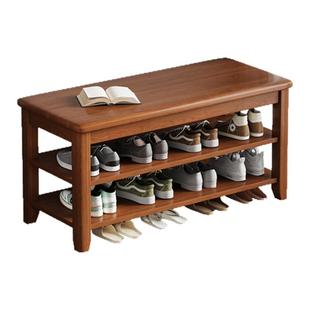 全实木换鞋凳家用门口入户可坐鞋柜坐凳一体进门鞋架免安装穿鞋凳