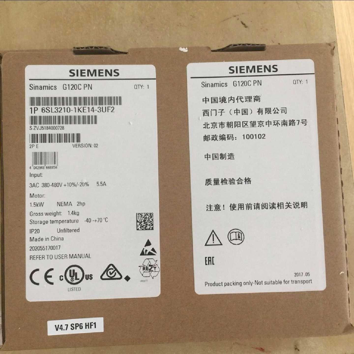 议价6SL3210-1KE14-3UF2 西门子G120C变频器 105KW 6SL32101KE143