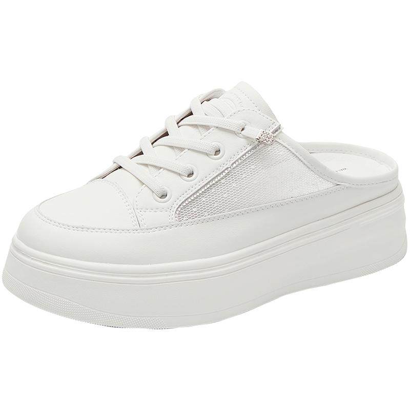 Tata他她厚底休闲鞋女鞋百搭小白鞋包头拖鞋春季新款奥莱