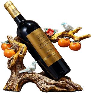 柿柿如意红酒架装饰品家居酒柜工艺品创意红酒瓶架喜上眉梢摆件