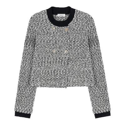 CRUSH Collection2025年早秋新款花呢编织双排扣夹克女士短外套