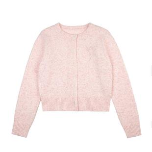 LLANO手工钩花杂色针织衫短袖开衫复古甜美温柔毛衣上衣外套女秋