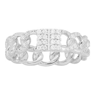 apm monaco 锁链戒指银白色男女同款古巴链条生日礼物配饰对戒