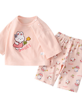 女宝宝夏季薄款家居服套装睡衣