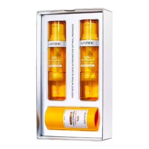 台湾购SKINTIFIC维他命C亮白双仓精华1g+9g提亮肤色淡化黑色素