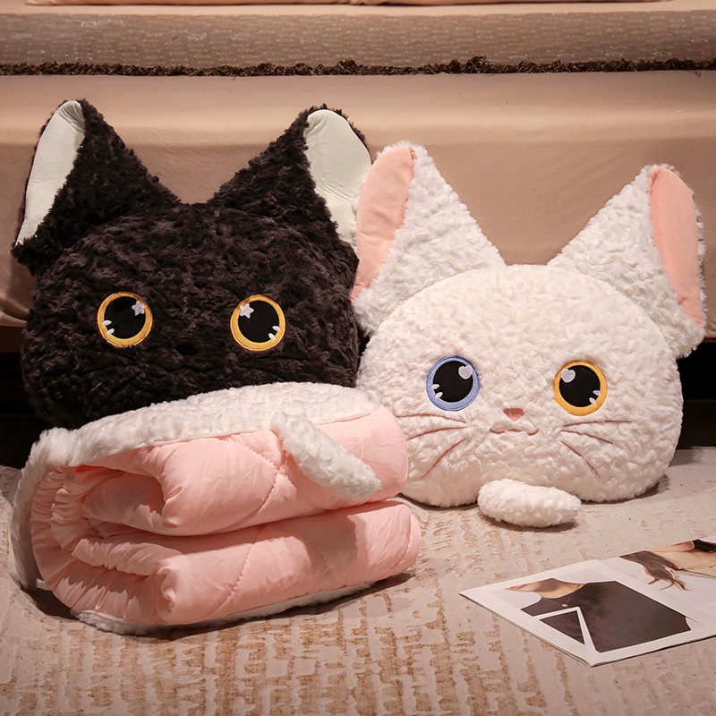 猫咪抱枕被子两用办公室午睡折叠毯子枕头二合一汽车靠垫车载靠枕