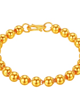 爆闪真金色光面圆珠手链女不掉色