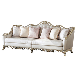 简菲娜美式真皮沙发轻奢高级感新款沙发客厅家用实木沙发组合高档