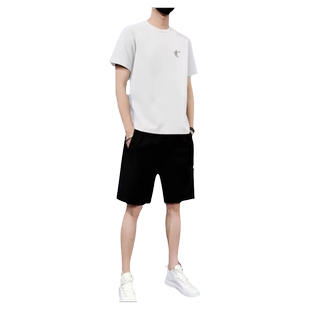乔丹运动服套装男薄款夏季透气速干男士冰丝跑步短袖短裤两件正品